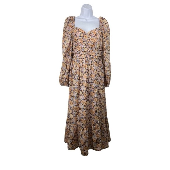 Band of the Free Floral Bohemian Boho Long Sleeve Midi Dress XS - Picture 2 of 16